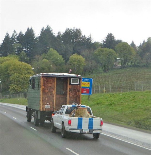 It is a long drive and it was nice to see this odd RV on the road.