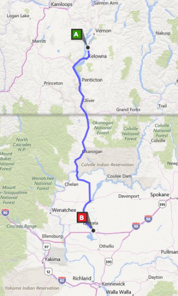 Today we drove from home to Moses Lake, 257.3 miles.