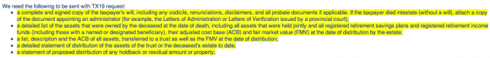 What a lot of info they require. The reason for this certificate is to protect me the executor from ever having to pay further taxes on the estate.