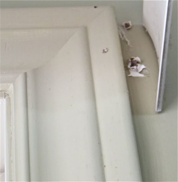 It seems to me that the installer had originally attemtped to install this anchor or whatever it is called into the window sill